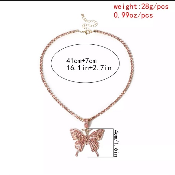 Luxury Rhinestone Set of Two Necklaces Choker Butterfly - Picture 5 of 6
